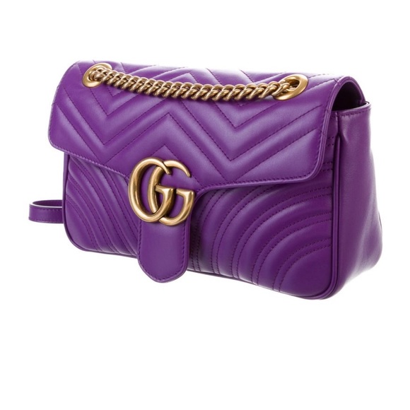 Gucci Marmont Matelassé Purple Shoulder Bag - Picture 6 of 11